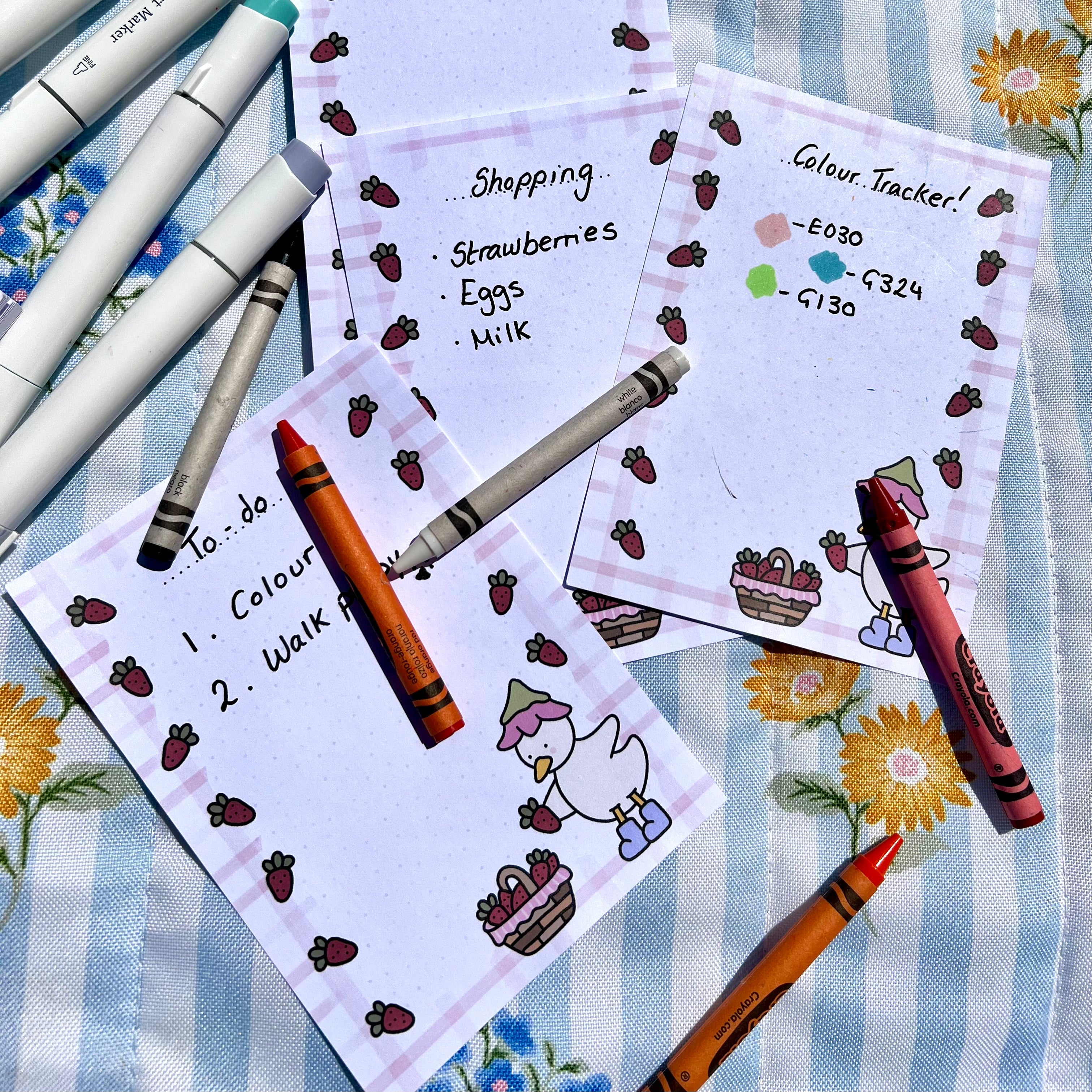 Strawberry Dottie Duck A6 Notepad