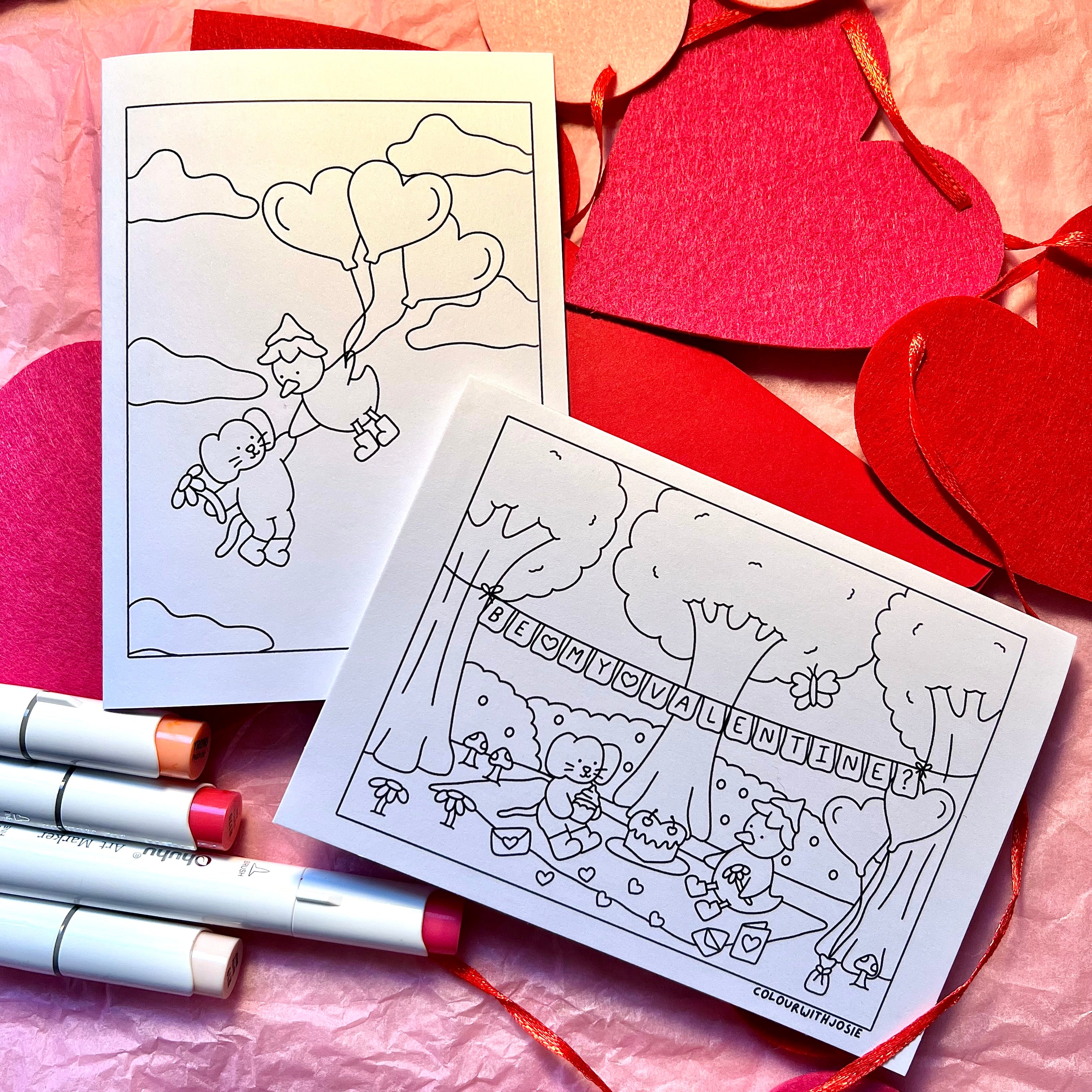 Valentine Cards • Pack of 2 + Glitter Sticker