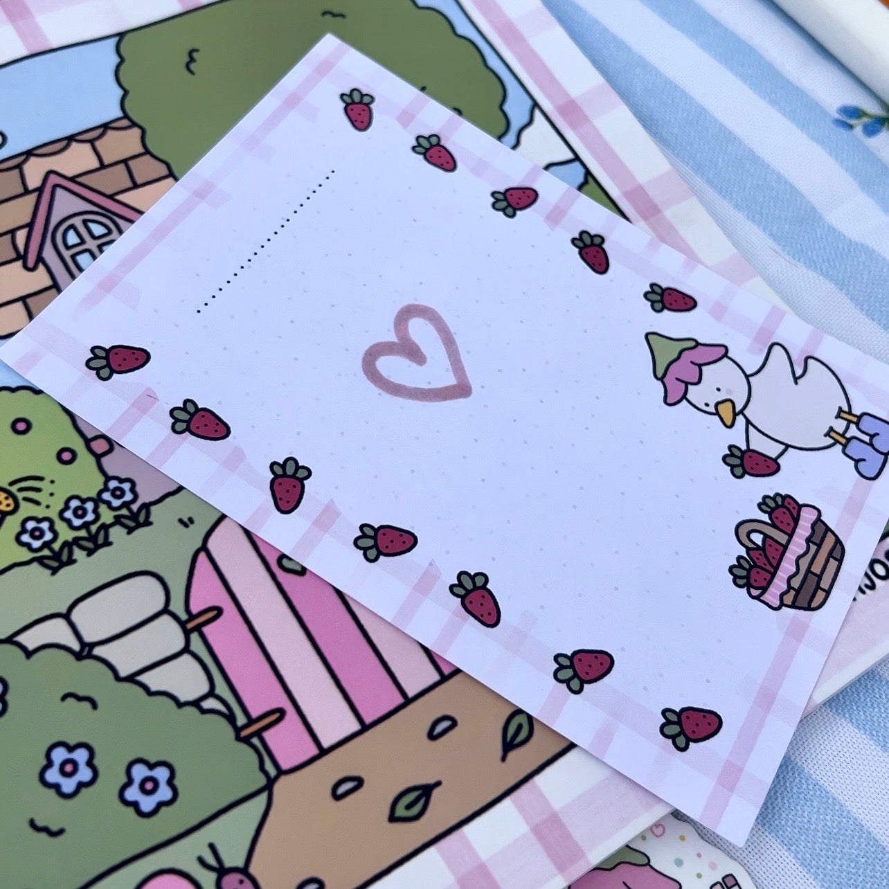 Strawberry Dottie Duck A6 Notepad