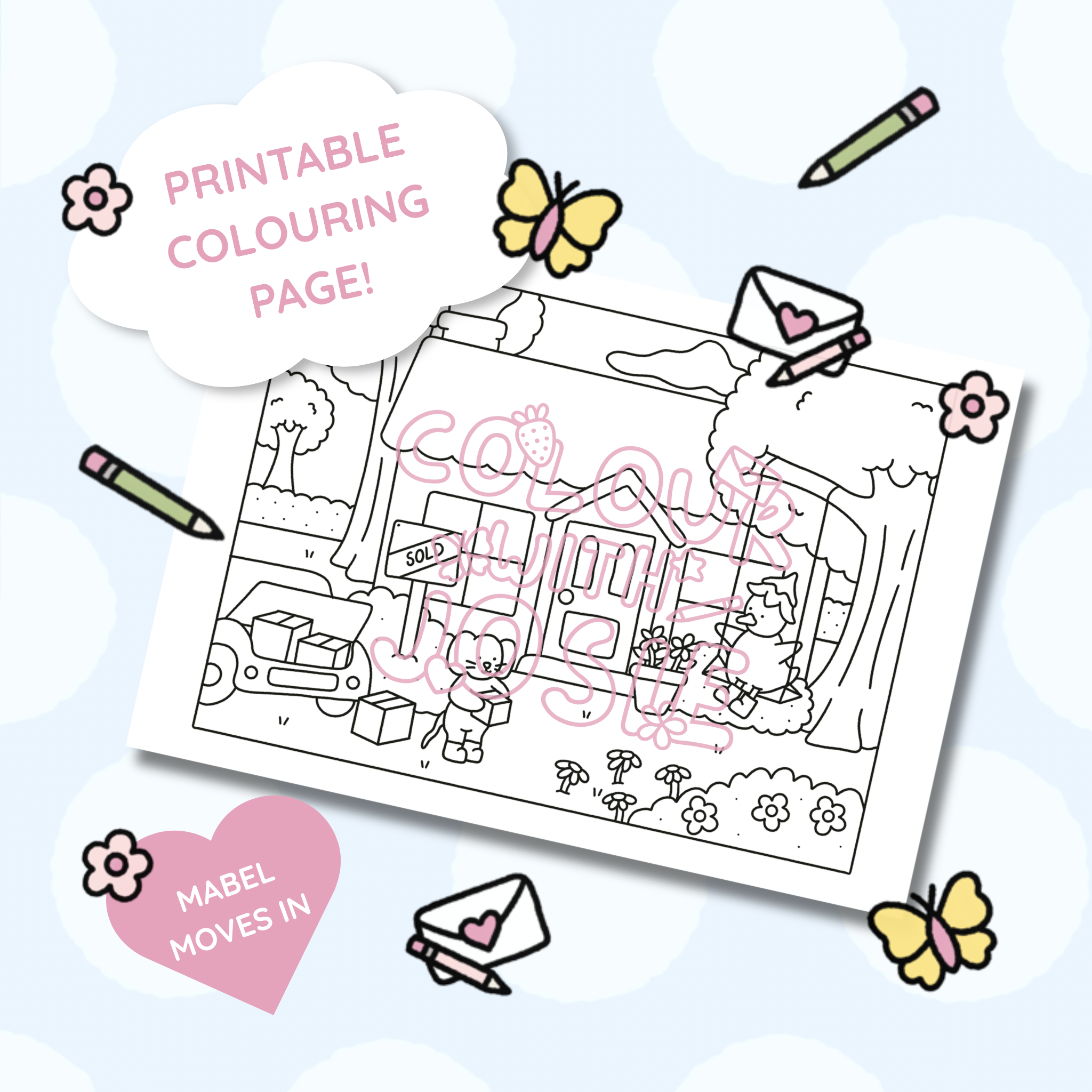 Digital Download • Mabel Moves In Colouring Page
