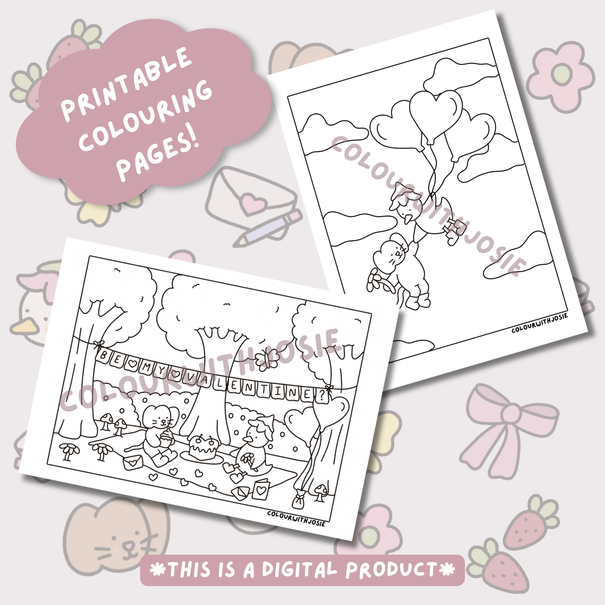 Digital Download - Valentine Colouring Pages