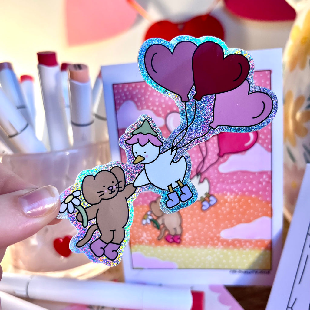 Valentine Cards • Pack of 2 + Glitter Sticker