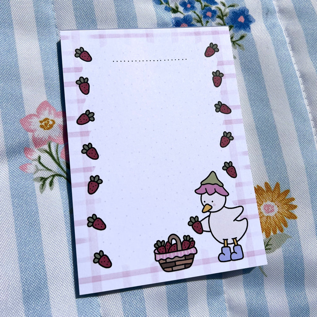 Strawberry Dottie Duck A6 Notepad