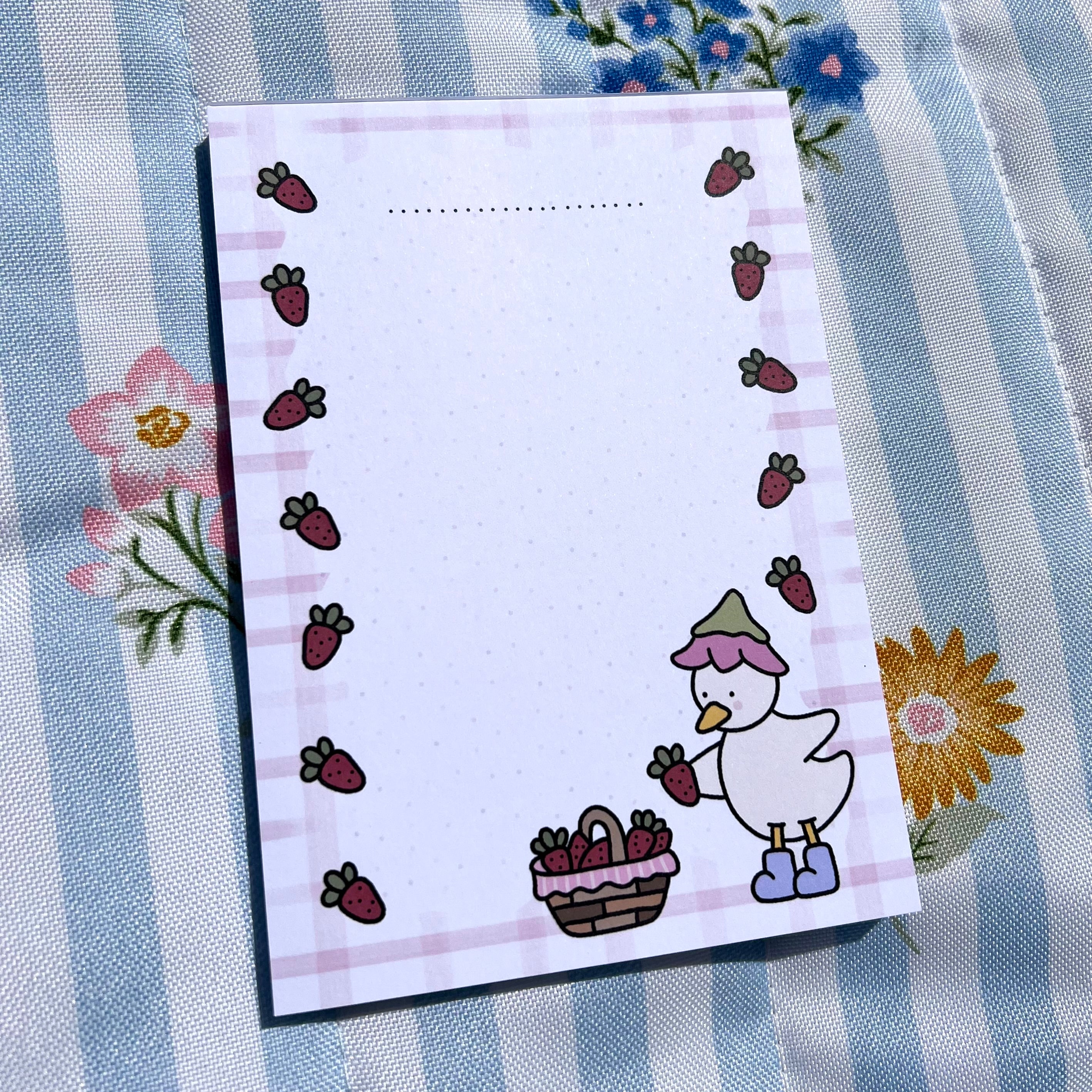 Strawberry Dottie Duck A6 Notepad