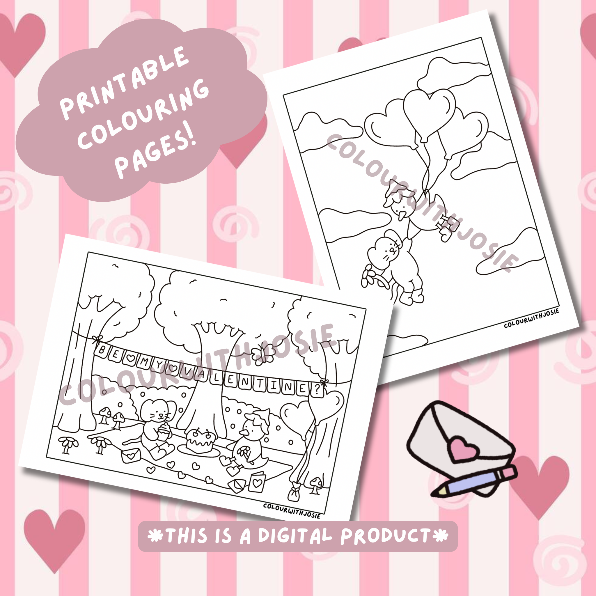 Digital Download - Valentine Colouring Pages