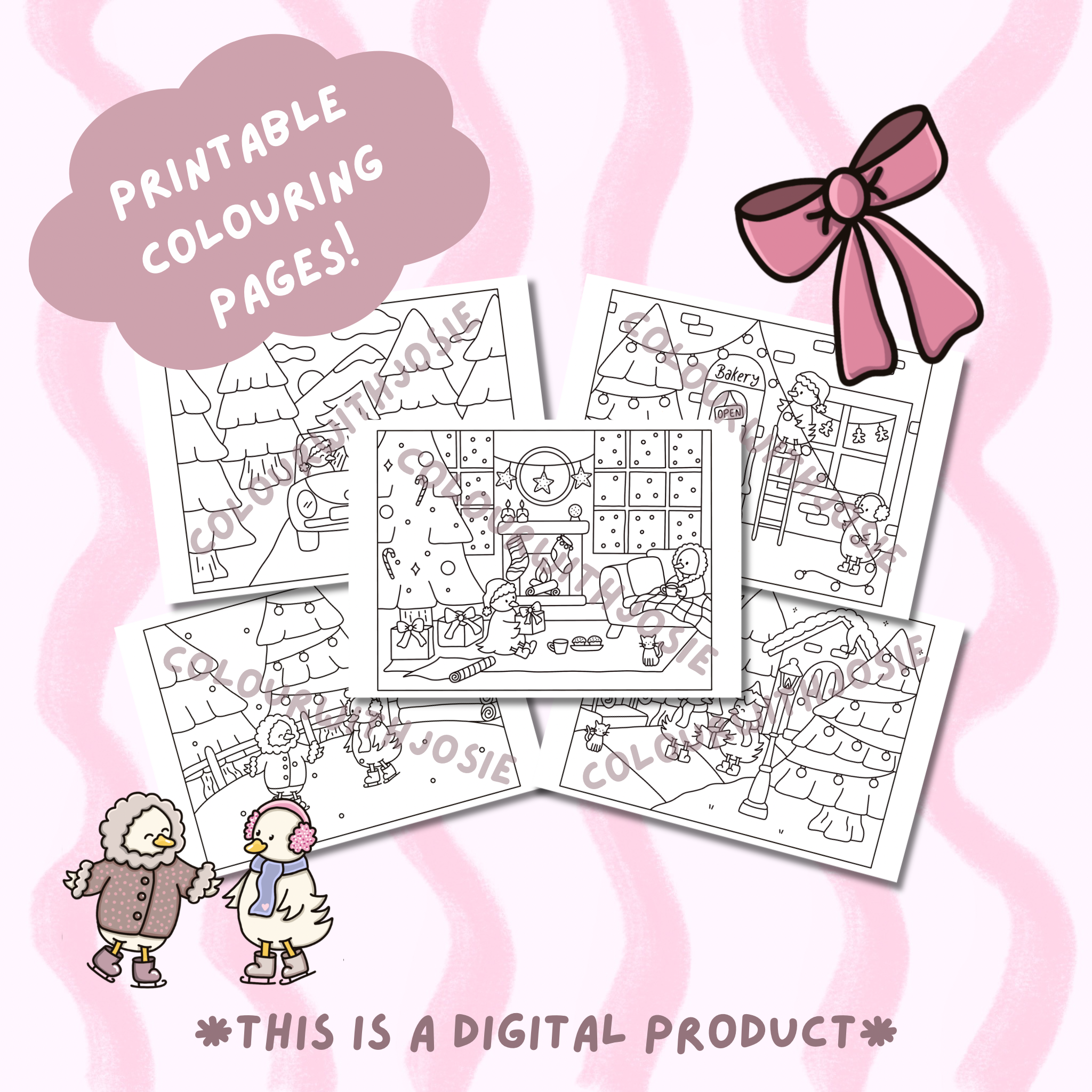 Digital Download - Dottie Duck Christmas Colouring Pages