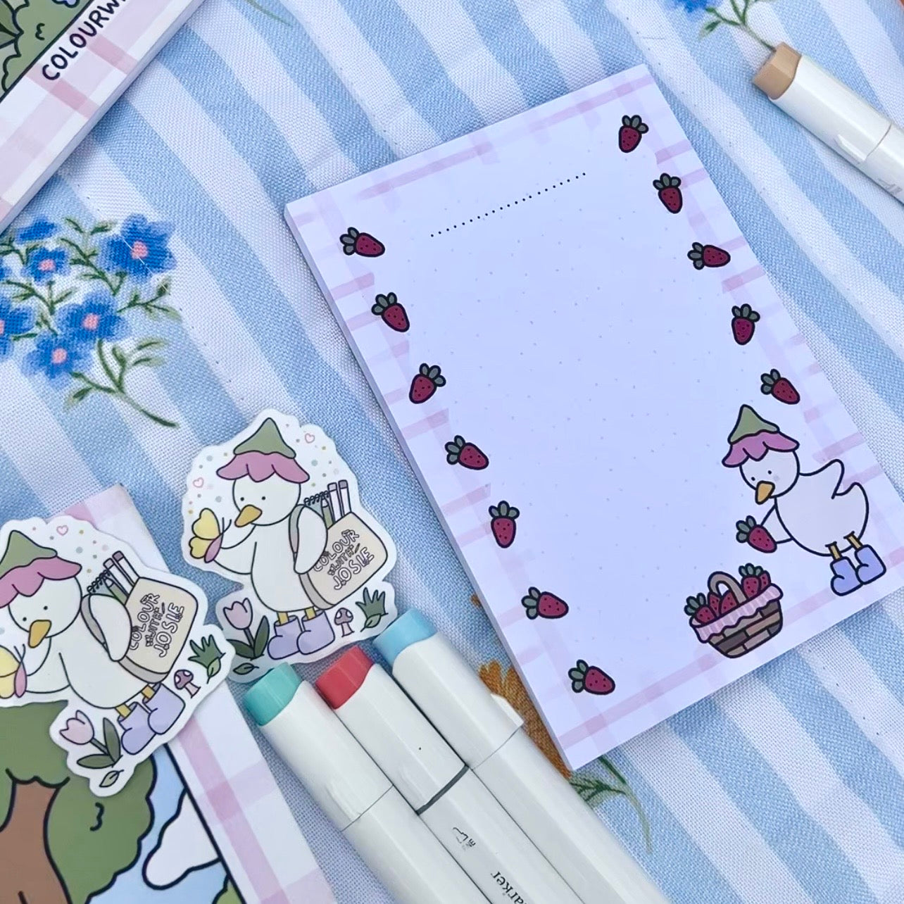 Strawberry Dottie Duck A6 Notepad